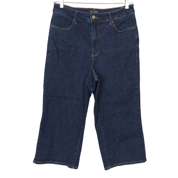 Judy Blue Tummy Control Wide Leg Cropped Jeans Dark Wash Size 14W - Picture 2 of 11